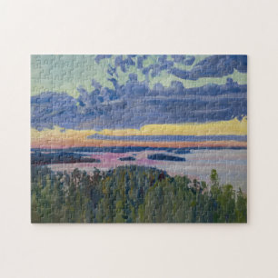 Akseli Gallen-Kallela - View over a Lake at Sunset Jigsaw Puzzle