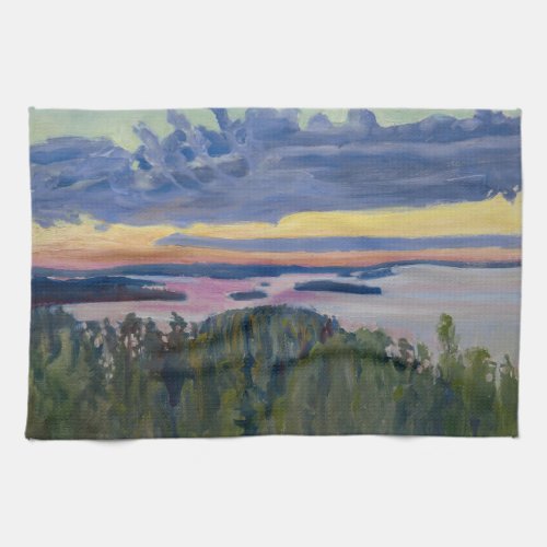 Akseli Gallen_Kallela _ View over a Lake at Sunset Kitchen Towel