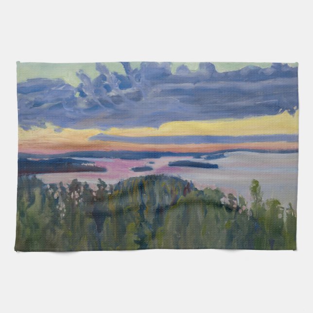 Akseli Gallen-Kallela - View over a Lake at Sunset Kitchen Towel (Horizontal)