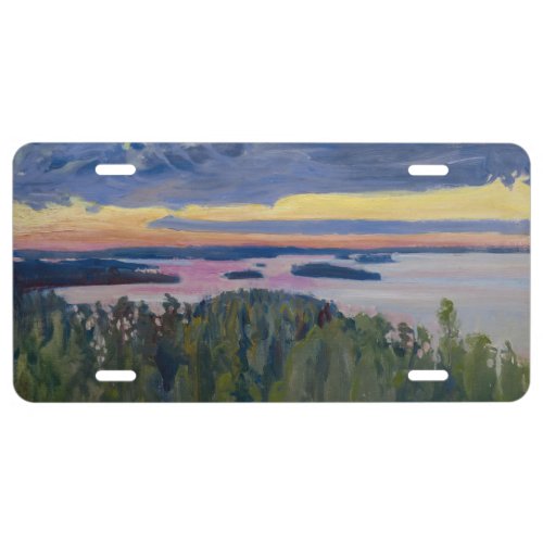 Akseli Gallen_Kallela _ View over a Lake at Sunset License Plate