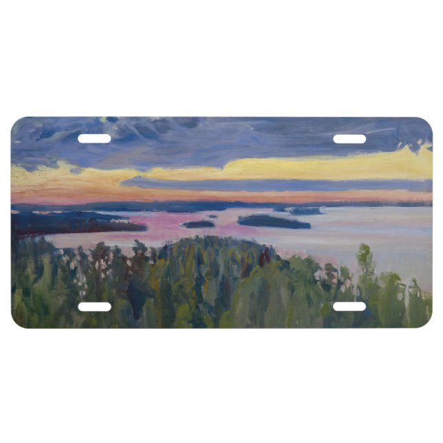 Akseli Gallen-Kallela - View over a Lake at Sunset License Plate (Front)
