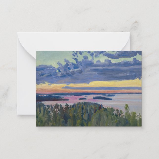 Akseli Gallen-Kallela - View over a Lake at Sunset Note Card (Front)