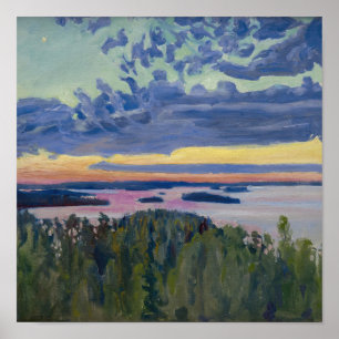 Akseli Gallen-Kallela - View over a Lake at Sunset Poster