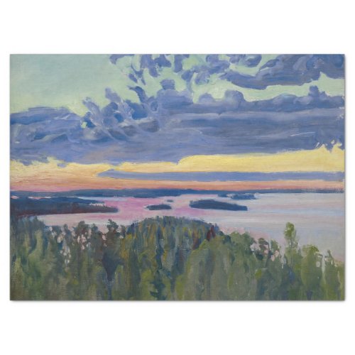 Akseli Gallen_Kallela _ View over a Lake at Sunset Tissue Paper