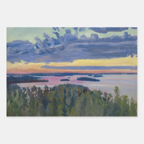 Akseli Gallen_Kallela _ View over a Lake at Sunset Wrapping Paper Sheets