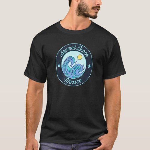 Akumal Beach Mexico Souvenir Nautical Surfer Graph T_Shirt
