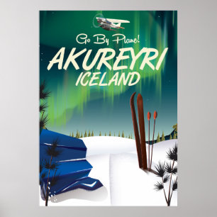 Akureyri Iceland travel poster