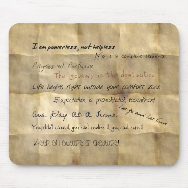 Al-anon Slogans Motivational Mousepad (Front)