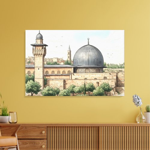 Al-Aqsa Mosque Watercolor Art Print
