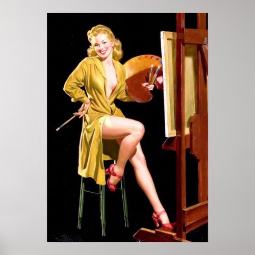 Al Buell Vintage Pin Up Girls Poster