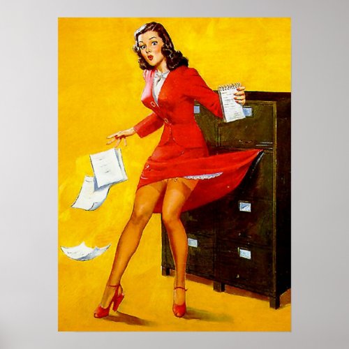 Al Buell Vintage Pin Up Girls Poster Poster