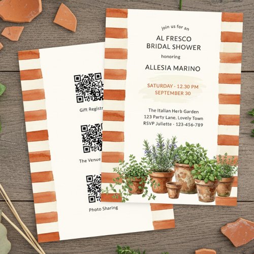 Al Fresco Terracotta Striped Bridal Shower Invitation