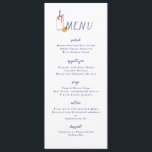 Al Fresco Wine Lemon Blue White Dinner Menu<br><div class="desc">illustrated wine bottle with orange ribbon and lemon</div>