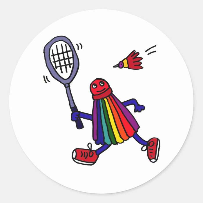 AL  Funny Badminton Birdie Cartoon Sticker