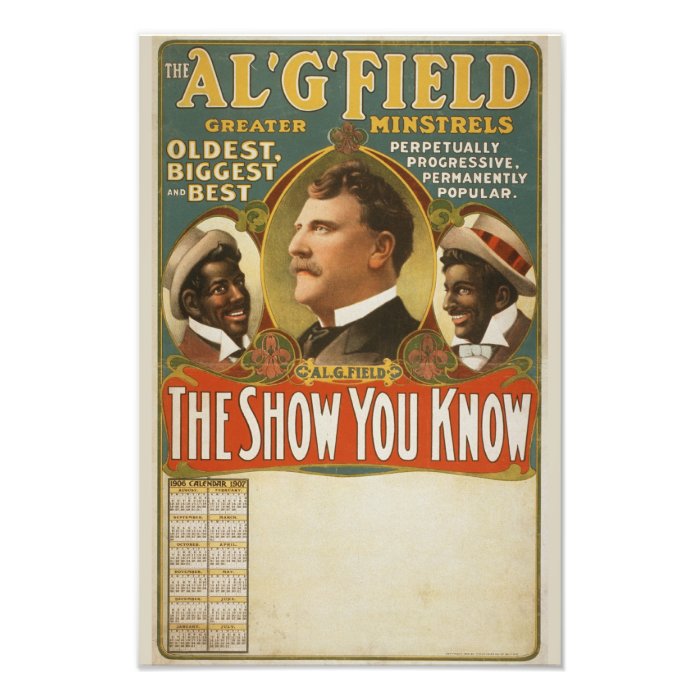 Al. G. Field Greater Minstrels Vintage Poster Art Photo