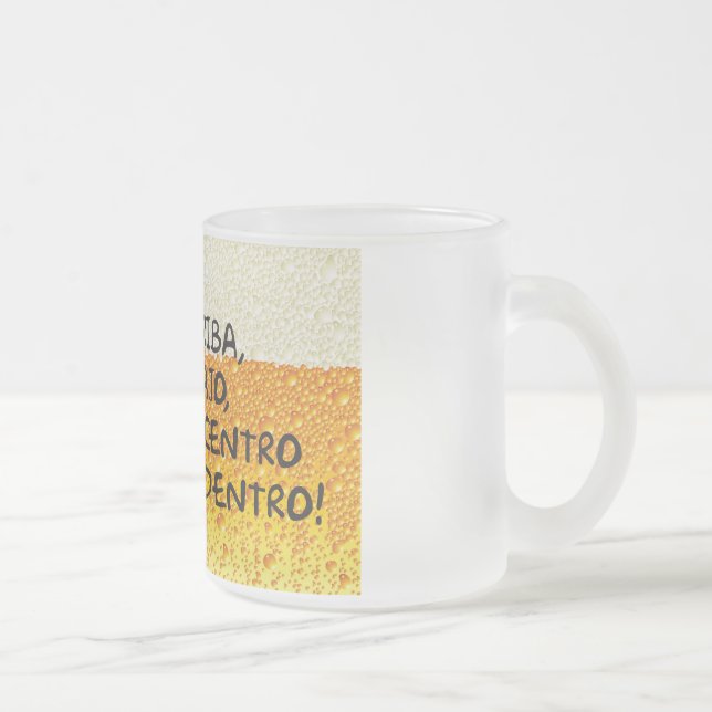 Al lands abajo center y adentro! frosted glass coffee mug (Right)