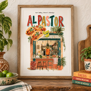 Al Pastor Taco Stand Mexican Food Art Poster