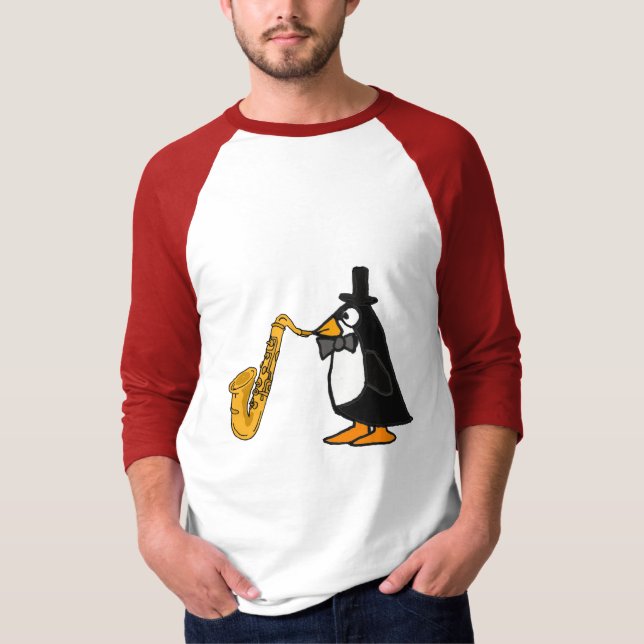 AL- Penguin Playing the Saxophone T-Shirt (Front)