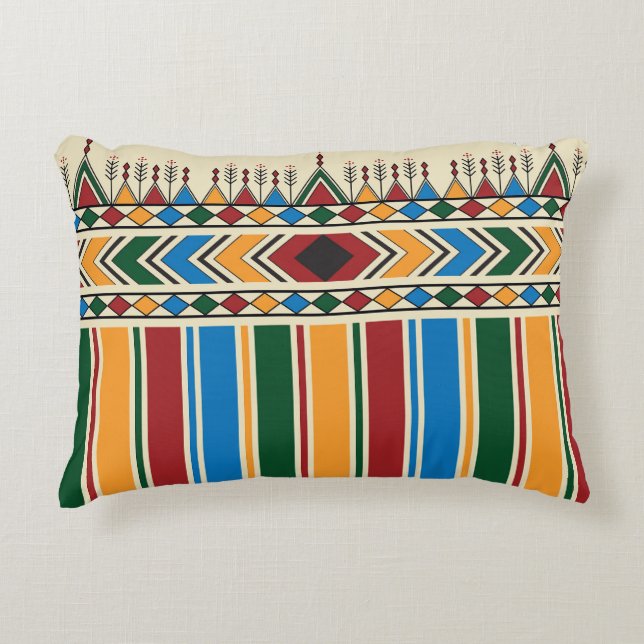 Al-Qatt Al-Asiri inspired geometric pattern. Accent Pillow (Front)