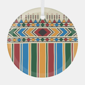 Al-Qatt Al-Asiri inspired geometric pattern. Glass Ornament