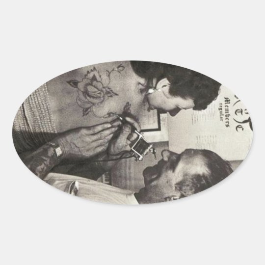 Al Shieferly tattoos Rose Oval Sticker
