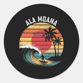 Ala Moana Beach Hawaii Beach Surfing  Classic Round Sticker