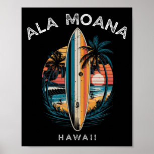 Ala Moana Beach Hawaii Men Women Surfing Poster