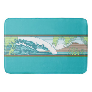 Ala Moana Diamond Head Hawaiian Surf Sign Bath Mat