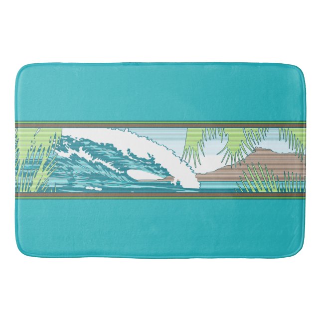 Ala Moana Diamond Head Hawaiian Surf Sign Bath Mat (Front)