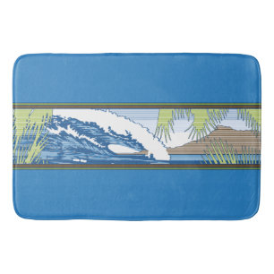 Ala Moana Diamond Head Hawaiian Surf Sign Bathroom Mat