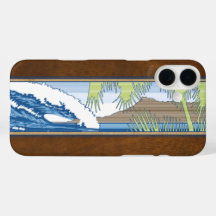 Ala Moana Hawaiian Faux Koa Wood Surf Sign Case-Ma