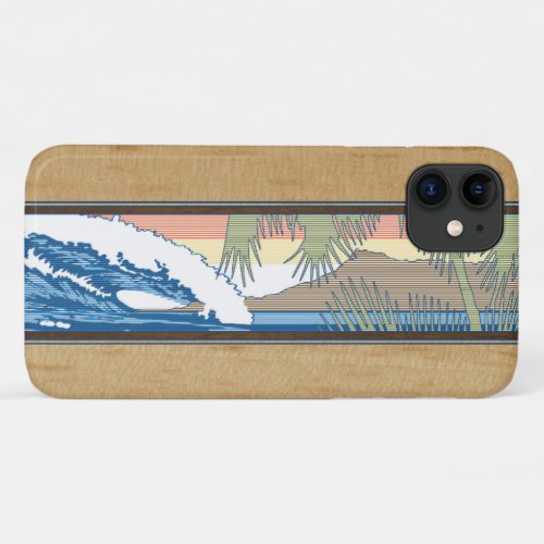 Ala Moana Hawaiian Faux Koa Wood Surf Sign iPhone 11 Case