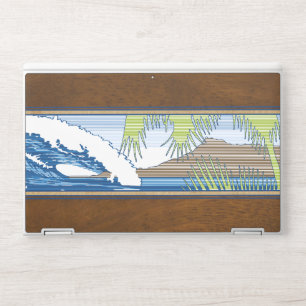 Ala Moana Hawaiian Faux Koa Wood Surf Sign HP Laptop Skin