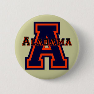 Alabama 'A' Blue and Orange Button