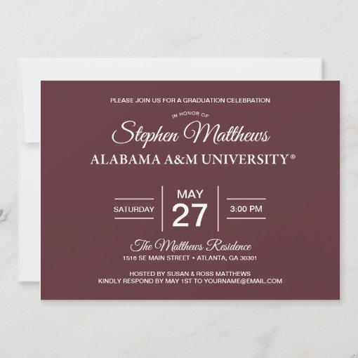 Alabama A&M Graduation Invitation Zazzle