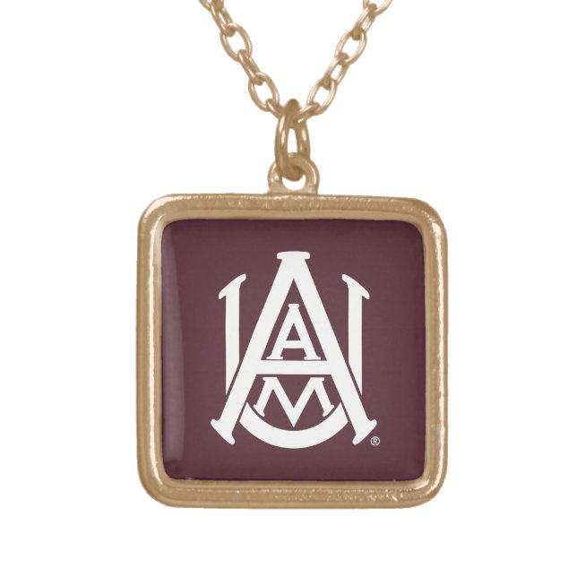 Alabama A&M Logo Gold Plated Necklace (Front)