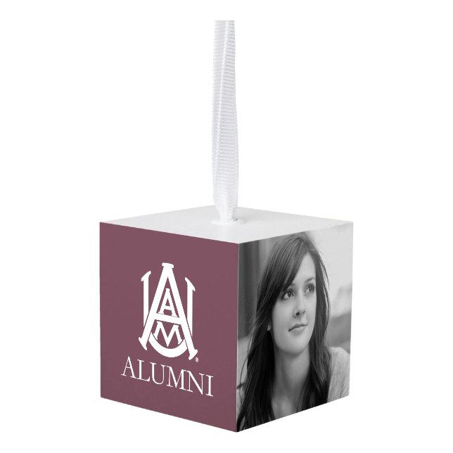 Alabama A&M University Alumni Cube Ornament (Back Angled)