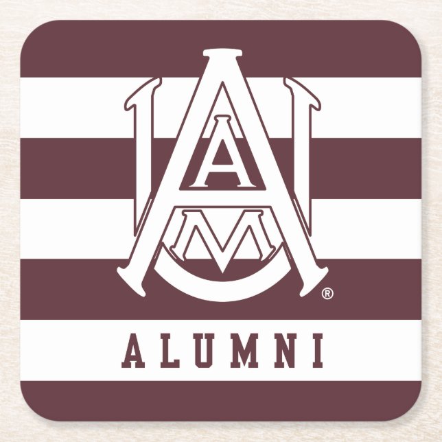 Alabama A&M University Alumni Stripes Square Paper Coaster (Front)