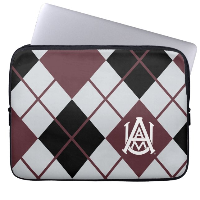 Alabama A&M University Argyle Laptop Sleeve (Front)