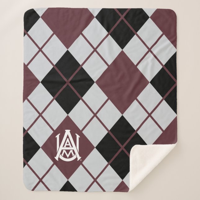 Alabama A&M University Argyle Sherpa Blanket (Front)