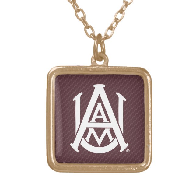 Alabama A&M University Carbon Fiber Gold Plated Necklace (Front)