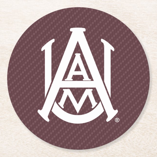 Alabama A&M University Carbon Fiber Round Paper Coaster (Front)