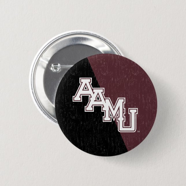 Alabama A&M University Color Block Distressed Button (Front & Back)