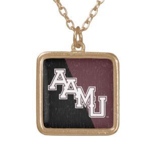 Alabama A&M University Color Block Distressed Gold Plated Necklace
