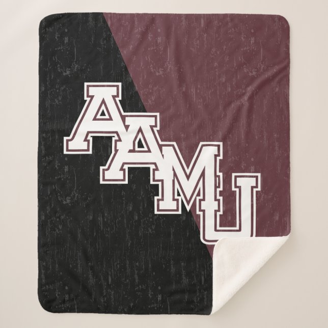 Alabama A&M University Color Block Distressed Sherpa Blanket (Front)