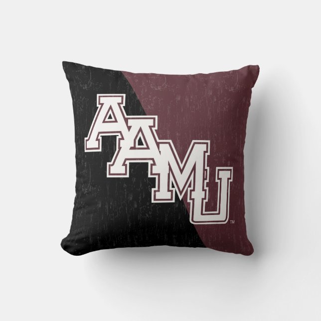 Alabama A&M University Color Block Distressed Throw Pillow (Front)