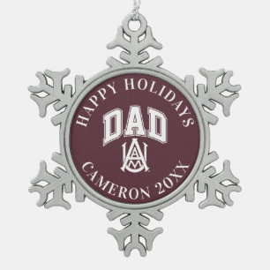 Alabama A&M University Dad Snowflake Pewter Christmas Ornament