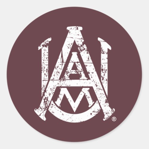 Alabama AM University Distressed Classic Round Sticker