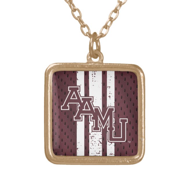 Alabama A&M University Jersey Gold Plated Necklace (Front)
