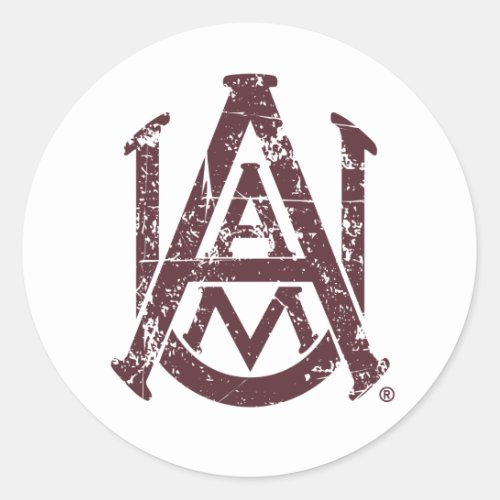 Alabama AM University Logo Distressed Classic Round Sticker
